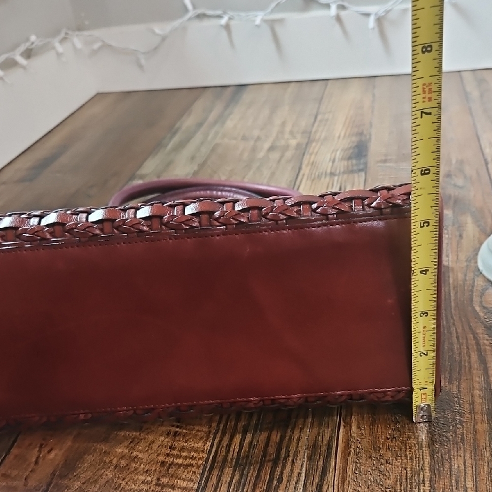 Genuine Leather Women's Rich Brown Woven Purse - Picture 7 of 12